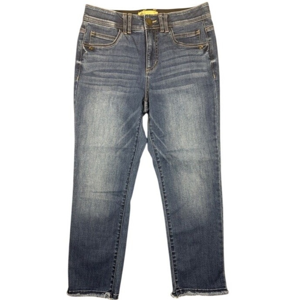 Democracy Ab Technology Straight Leg Jeans Women 6 Blue Frayed Hem B2187KEOHXX